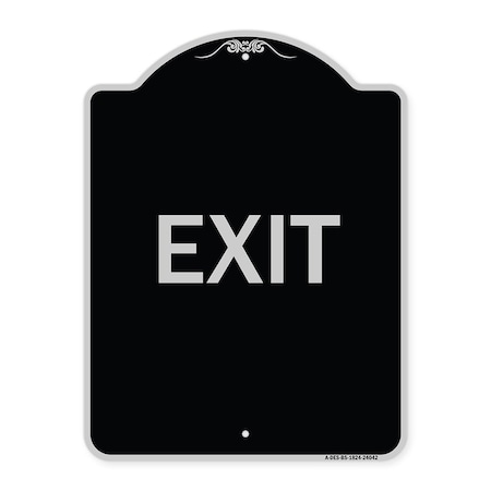 Signmission Designer Series Sign-Exit 1, Black & Silver Heavy-Gauge Aluminum Sign, 24" H, 18" L, BS-1824-24042 A-DES-BS-1824-24042